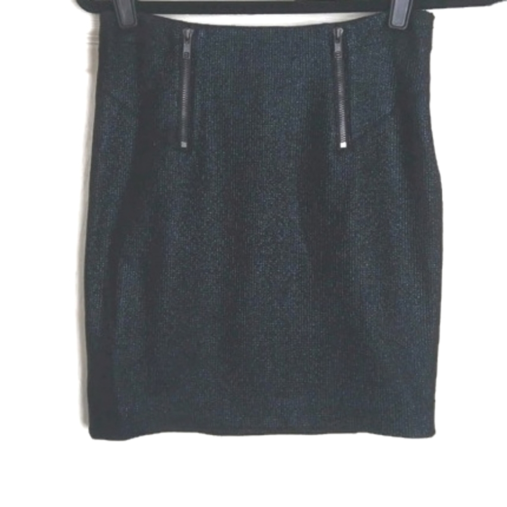 VTG Women S Metallic Black Uptown Punk Goth Witchy Grunge Faux Zip Mini Skirt